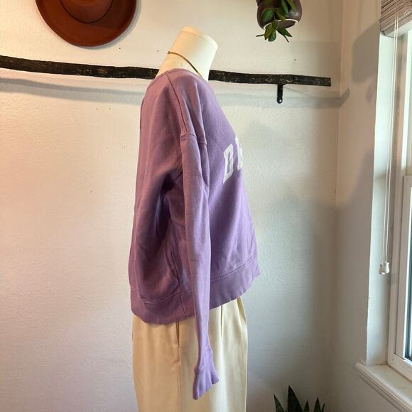 Pact Lilac Purple Boxy Organic Cotton DREAMER Crewneck Sweatshirt Size M - Picture 5 of 11